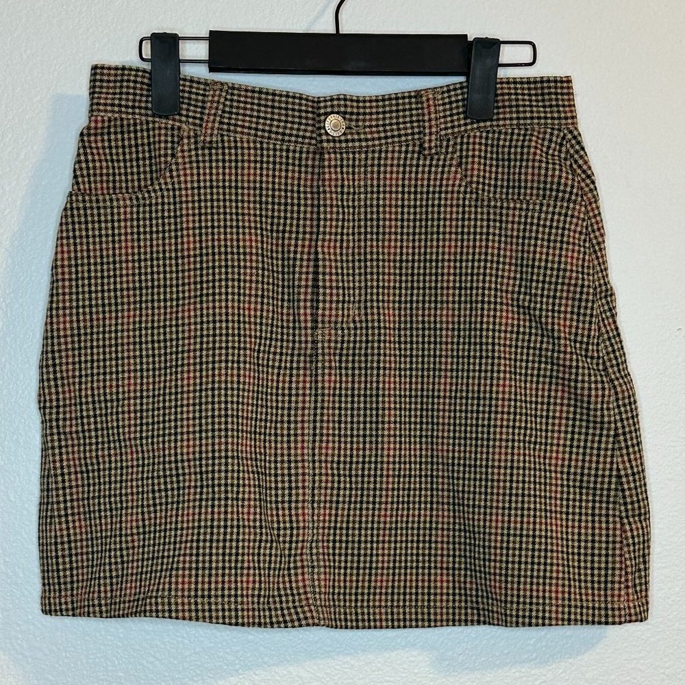 Brandy Melville / John Galt Brown and Tan Plaid Flannel Skirt O/S